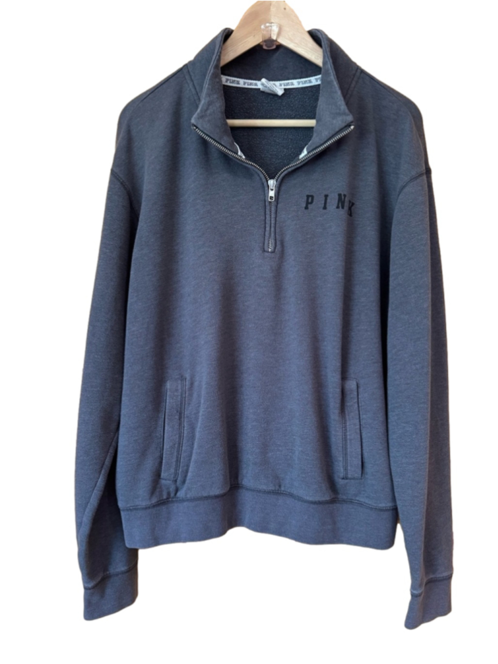 PINK Victoria's Secret Oversized Quarter-Zip Graphic Sweatshirt size large
